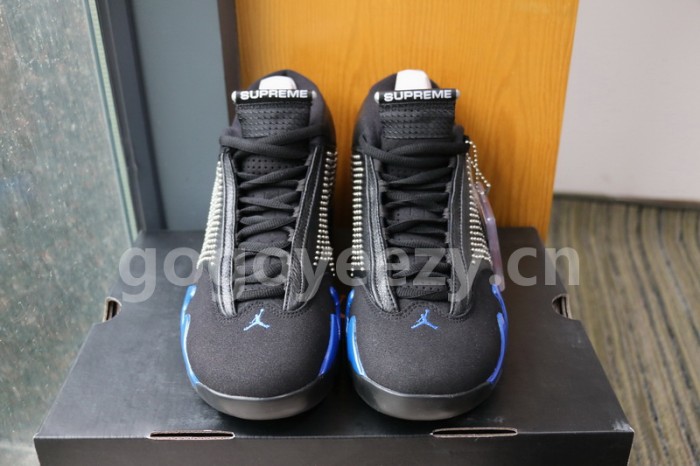 Authentic Supreme x Air Jordan 14 Black Blue