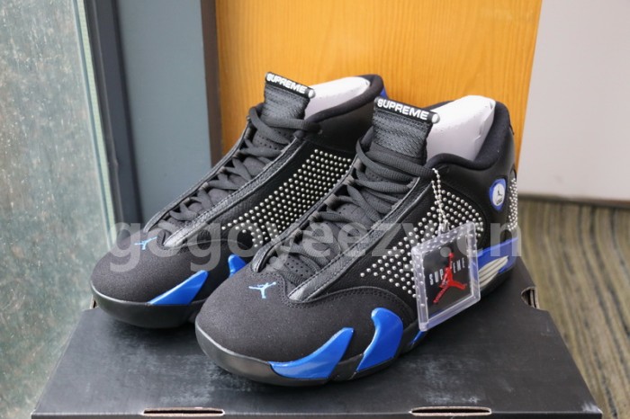 Authentic Supreme x Air Jordan 14 Black Blue