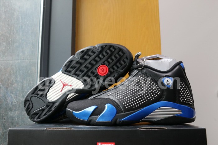 Authentic Supreme x Air Jordan 14 Black Blue