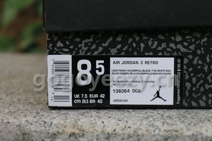 Authentic Air Jordan 3“Chlorophyll”