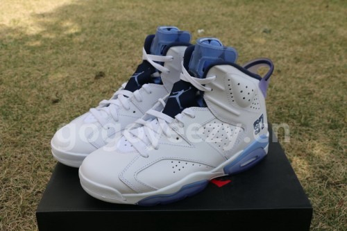 Authentic Air Jordan 6 UNC Championship PE White