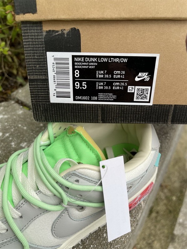 Authentic OFF-WHITE x Nike Dunk Low “The 50” Beige  Mint Green