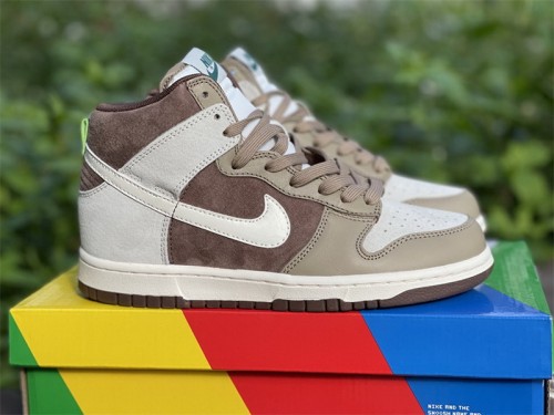 Authentic  Nike Dunk High Light Chocolate