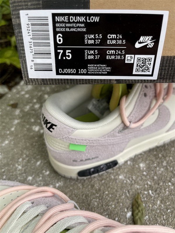 Authentic OFF-WHITE x Nike Dunk Low “The 50” Beige White Pink-001