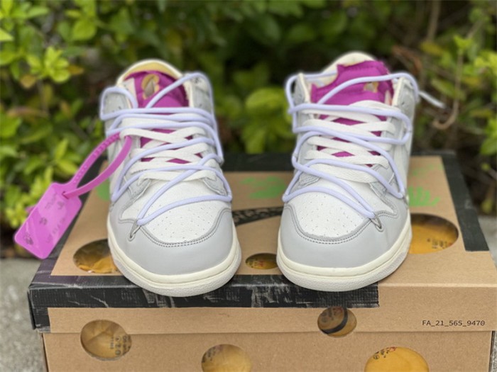 Authentic OFF-WHITE x Nike Dunk Low “The 50” Beige Purple