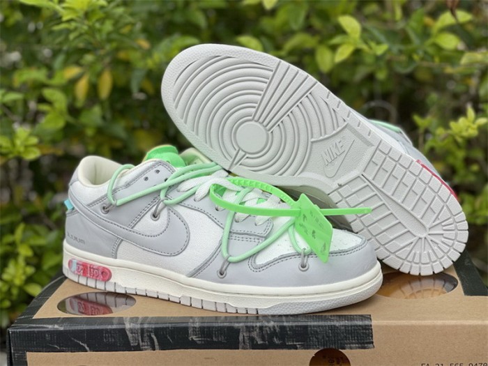 Authentic OFF-WHITE x Nike Dunk Low “The 50” Beige  Mint Green