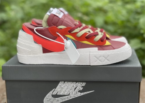 Authentic Sacai x KAWS x Nike Blazer Low Red