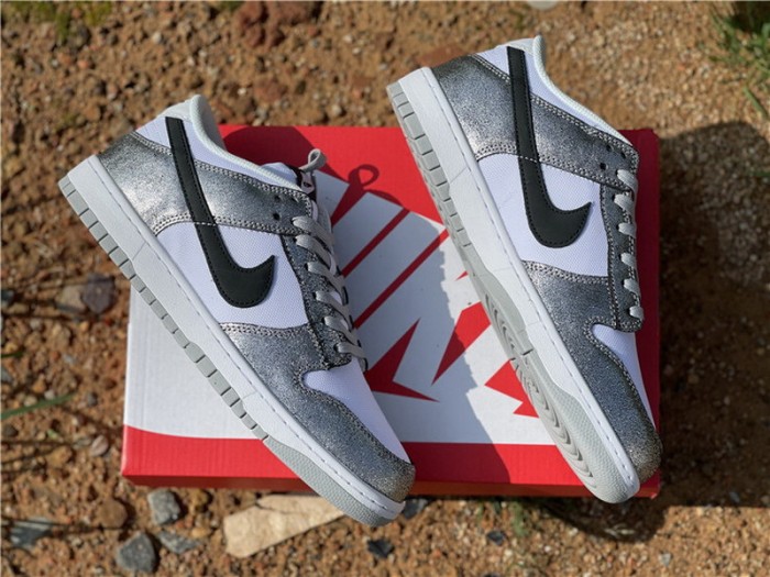 Authentic Nike Dunk Low White Silver