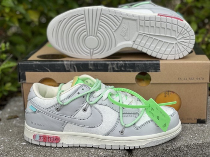 Authentic OFF-WHITE x Nike Dunk Low “The 50” Beige  Mint Green