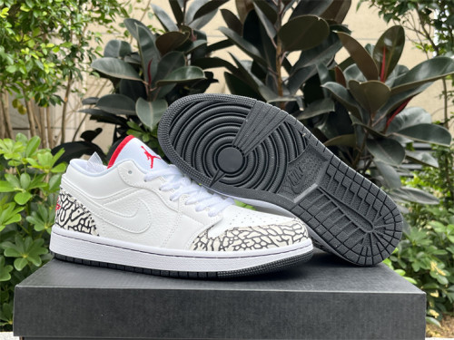 Authentic Air Jordan 1 Low Phat White Cement Grey GS