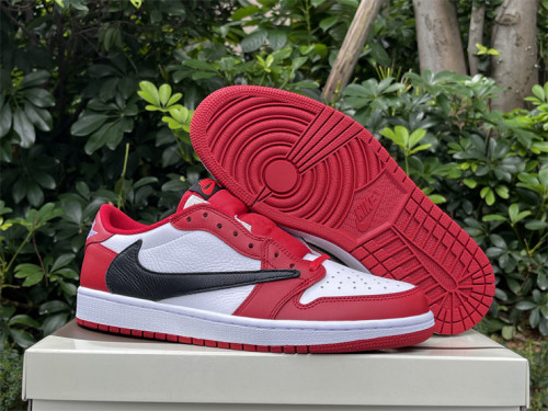 Authentic Travis Scott x Air Jordan 1 Low OG White Red GS