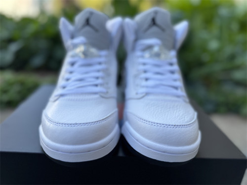 Authentic Air Jordan 5  White Metallic