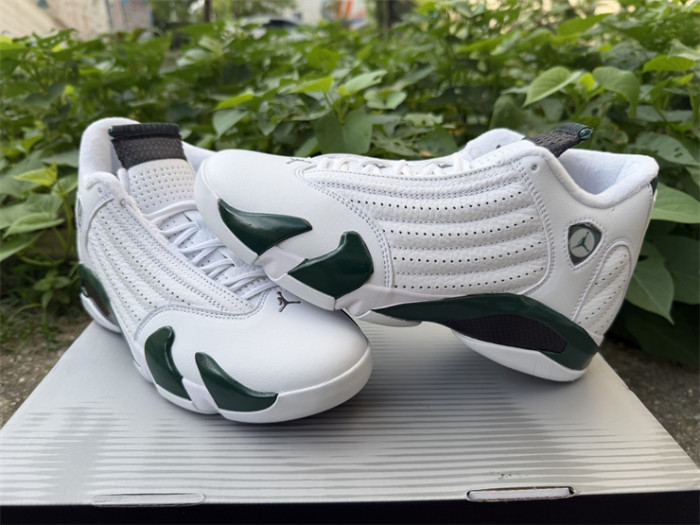 Authentic Air Jordan 14 Retro White Forest Green