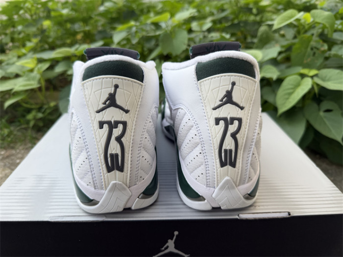 Authentic Air Jordan 14 Retro White Forest Green