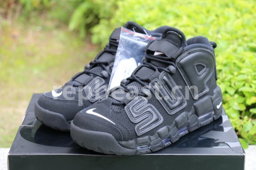 Authentic Supreme x Nike Air More Uptempo Black