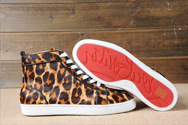 Super Perfect Christian Louboutin Rantus Men's Flat Leopard Fuzzy(with receipt)