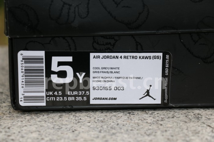 Authentic Kaws x Air Jordan 4 “Cool Grey” GS