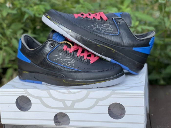 Authentic Off-White x Air Jordan 2 Low Black Blue (with correct boxes)