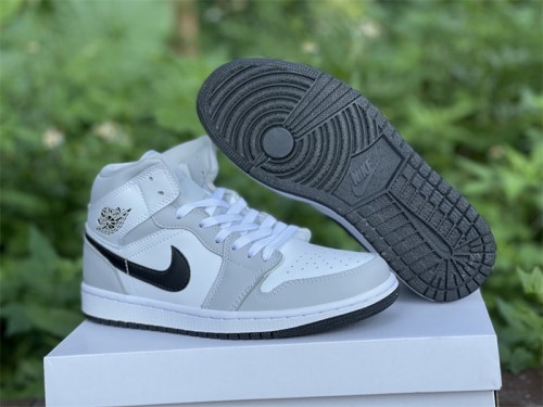 Authentic Air Jordan 1 Mid “Light Smoke Grey”  GS