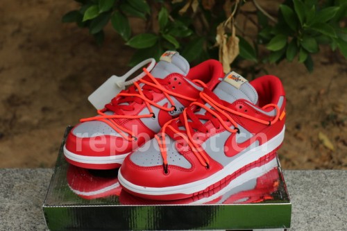Authentic OFF-WHITE x Nike Dunk Low Red Grey