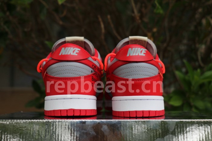 Authentic OFF-WHITE x Nike Dunk Low Red Grey