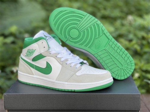 Authentic Air Jordan 1 Mid White Green  Women Size