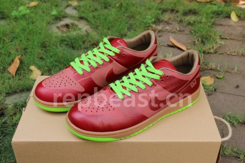 Authentic Nike Dunk Low 1-Piece Laser Varsity Red Chartreuse
