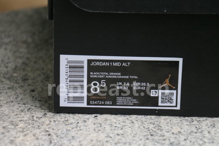 Authentic Air Jordan 1 Mid Black Total Orange