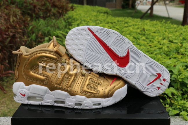 Authentic Supreme x Nike Air More Uptempo Gold