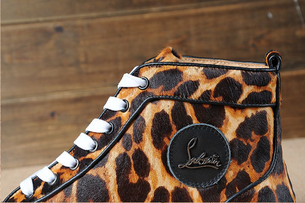 Super Perfect Christian Louboutin Rantus Men's Flat Leopard Fuzzy(with receipt)