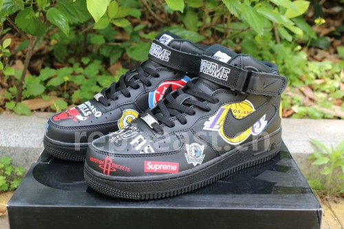 Authentic Supreme x NBA x Nike Air Force 1 Mid Black
