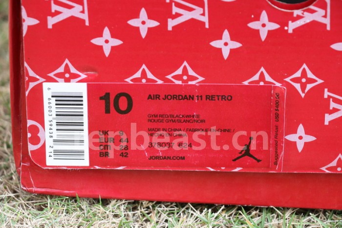 Authentic Air Jordan 11 Gym Red X supreme x Louis Vuitton