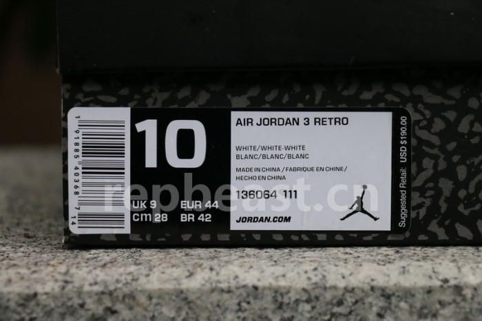 Authentic Air Jordan 3 White Cat
