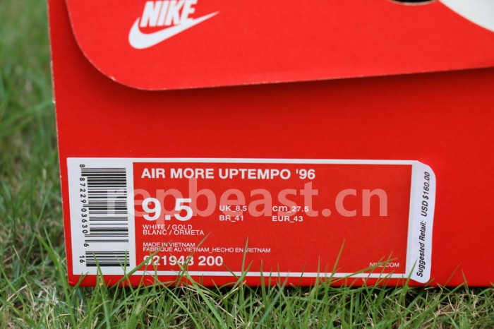 Authentic Nike Air More Uptempo White Gold