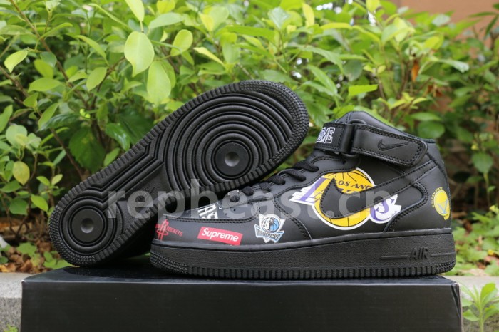 Authentic Supreme x NBA x Nike Air Force 1 Mid Black