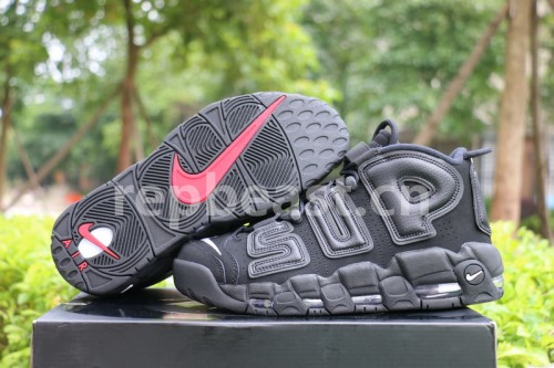 Authentic Supreme x Nike Air More Uptempo Black
