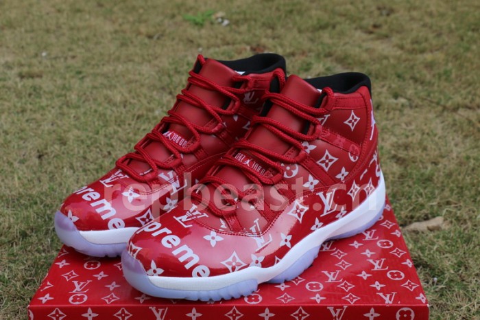 Authentic Air Jordan 11 Gym Red X supreme x Louis Vuitton