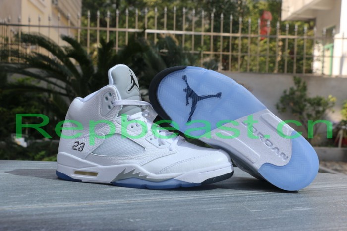 Authentic Air Jordan 5 White/Metallic Silver