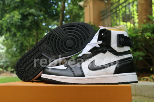 Authentic LV x Air Jordan 1 High Black White
