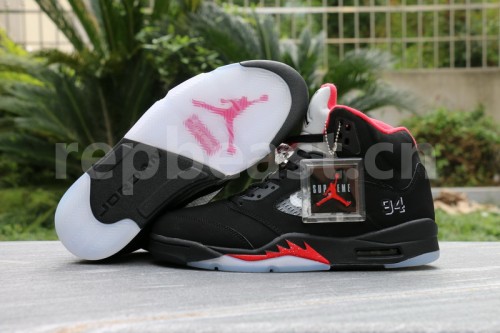 Authentic Supreme x Air Jordan 5 Black