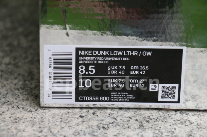 Authentic OFF-WHITE x Nike Dunk Low Red Grey