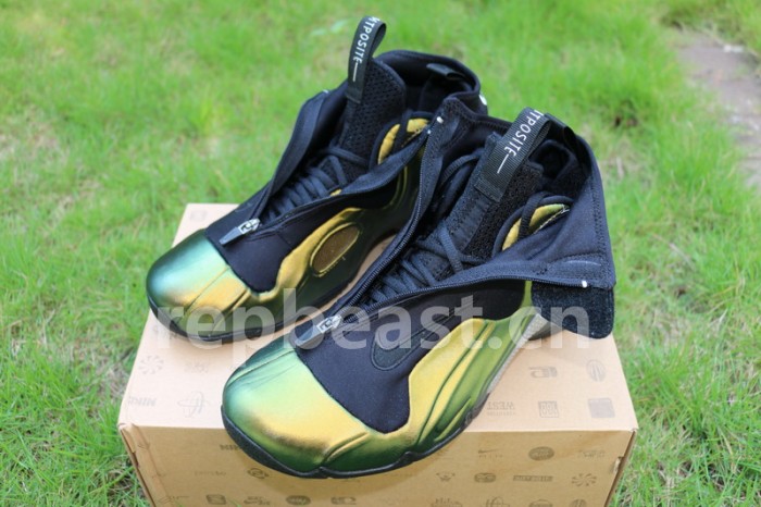 Authentic Nike Air Flightposite Retro Metallic Gold