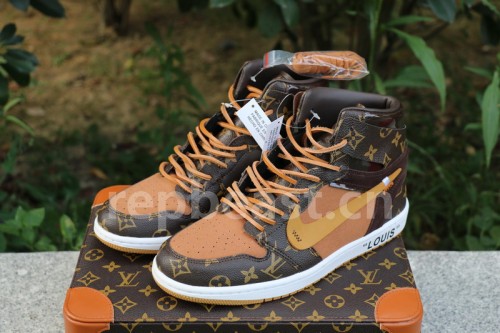 Authentic LV X OFF White X Air Jordan 1 with suitcase