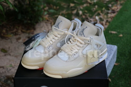 Authentic OFF-WHITE x Air Jordan 4 SP WMNS “Sail”
