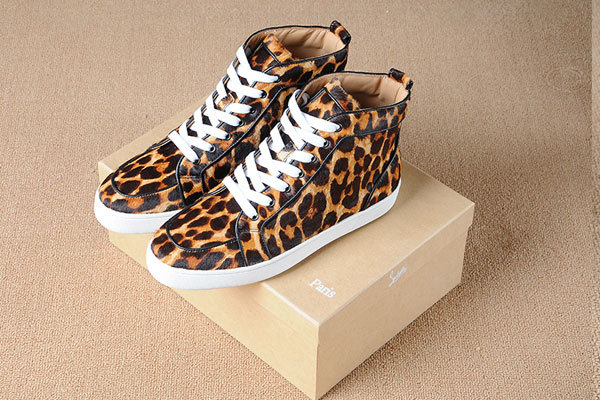Super Perfect Christian Louboutin Rantus Men's Flat Leopard Fuzzy(with receipt)