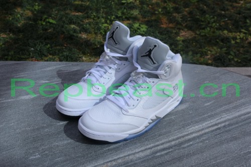 Authentic Air Jordan 5 White/Metallic Silver
