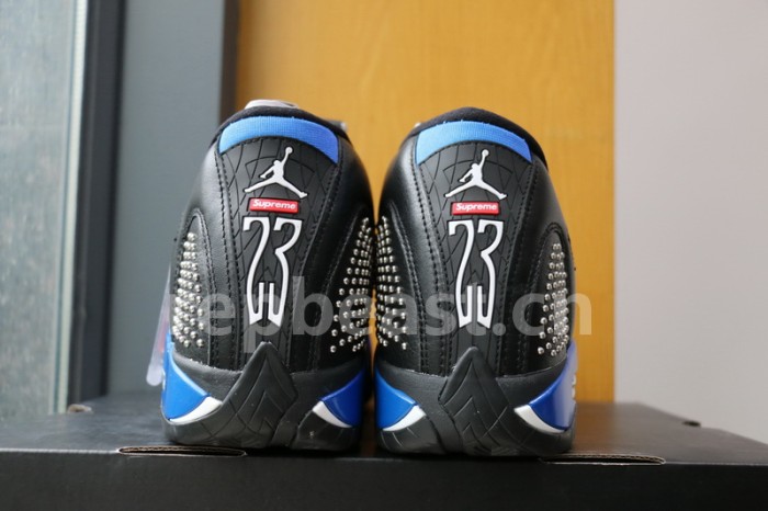 Authentic Supreme x Air Jordan 14 Black Blue