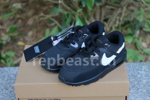 Authentic OFF-WHITE x Nike Air Max 90 Black kids shoes