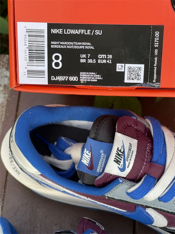 Authentic Sacai x Clot x Nike LDWaffle  Night Maroon