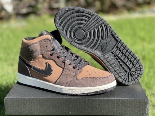 Authentic Air Jordan 1 Mid Brown  GS
